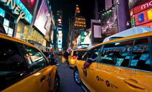 Taxis Stuck in Times Square